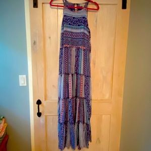 Neiman Marcus Floral Striped Maxi Dress.
